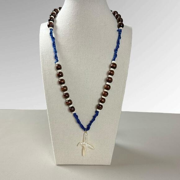 Free People Ariana Ost Easy Does It Pearl Cross Strand Necklace Bohemian Beach - Picture 3 of 16